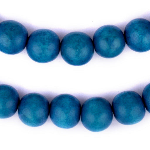 Aqua Blue Round Natural Wood Beads (14mm)
