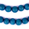 Aqua Blue Round Natural Wood Beads (14mm)