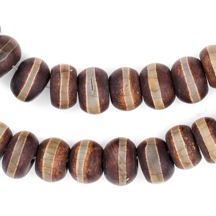 Premium Rondelle Striped Tibetan Agate Beads (8x12mm) - The Bead Chest