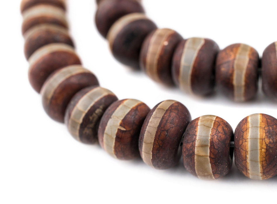 Premium Rondelle Striped Tibetan Agate Beads (8x12mm) - The Bead Chest