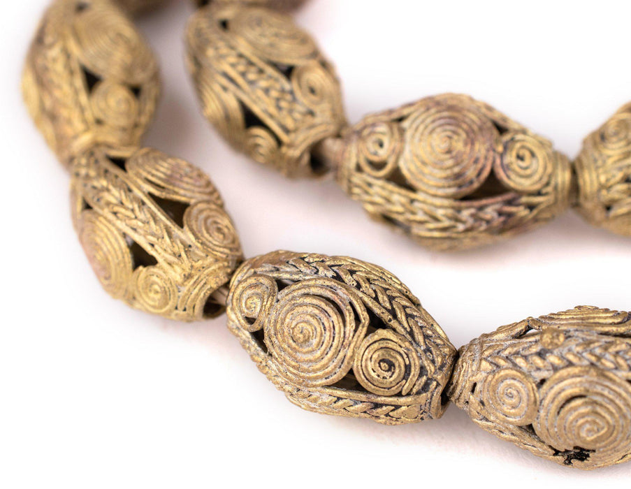 Cameroon Style Brass Filigree Oval Beads (29x18mm) - The Bead Chest