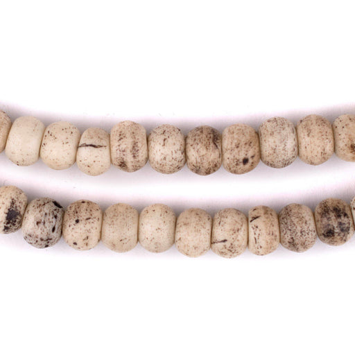 Round Rustic Grey Bone Mala Beads (8mm) - The Bead Chest