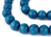 Aqua Blue Round Natural Wood Beads (14mm) - The Bead Chest