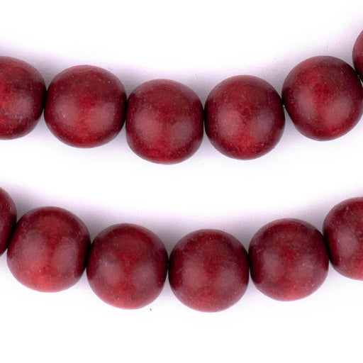 Cherry Red Round Natural Wood Beads (14mm) - The Bead Chest