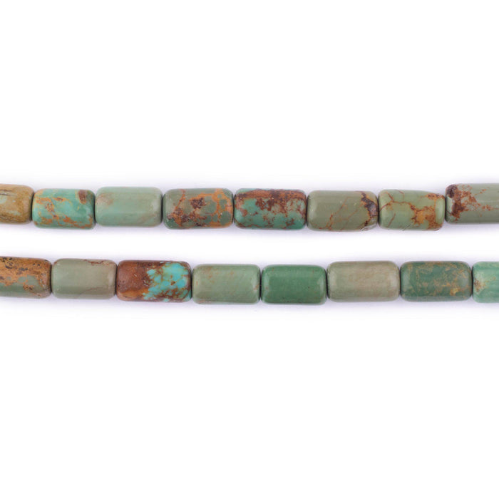 Green Cylindrical Turquoise Beads (8x5mm) - The Bead Chest