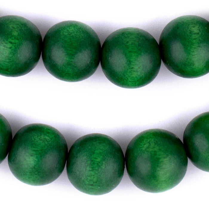 Green Round Natural Wood Beads (18mm) - The Bead Chest