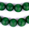 Green Round Natural Wood Beads (18mm)