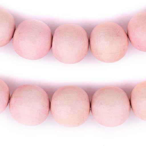 Pink Round Natural Wood Beads (18mm) - The Bead Chest