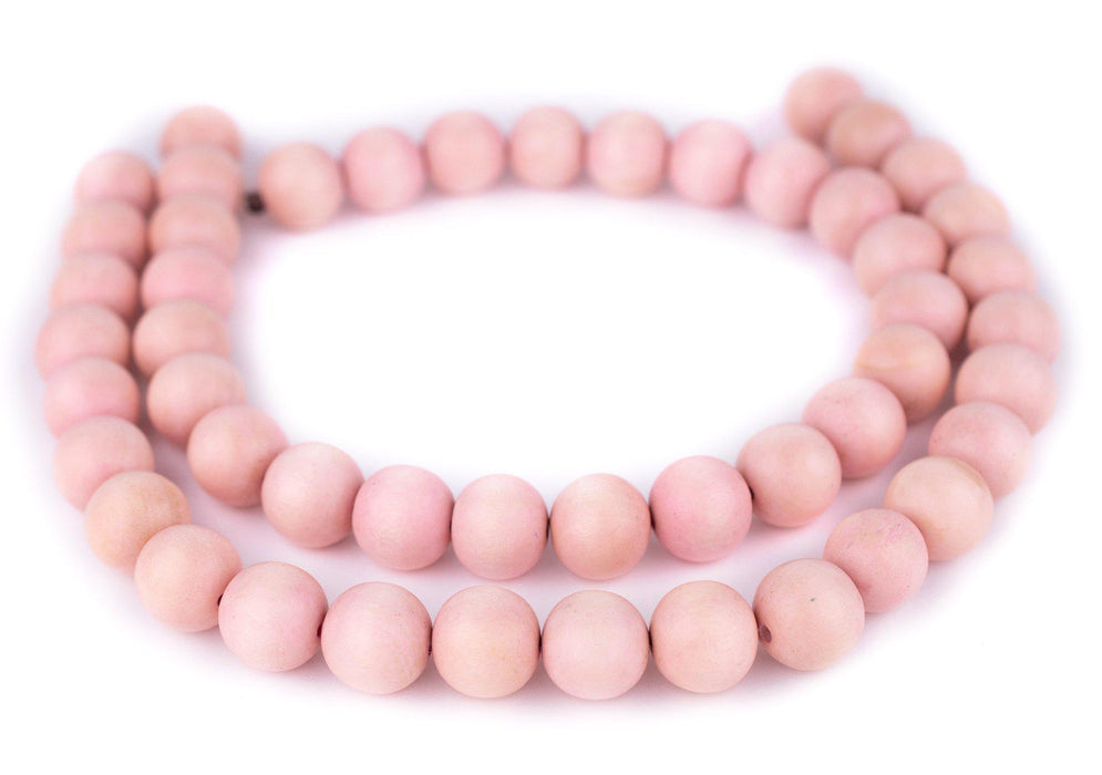 Pink Round Natural Wood Beads (18mm) - The Bead Chest