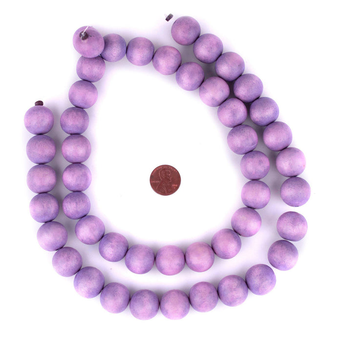 Purple Round Natural Wood Beads (18mm) - The Bead Chest