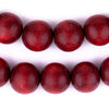Cherry Red Round Natural Wood Beads (18mm)
