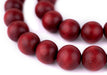 Cherry Red Round Natural Wood Beads (18mm) - The Bead Chest