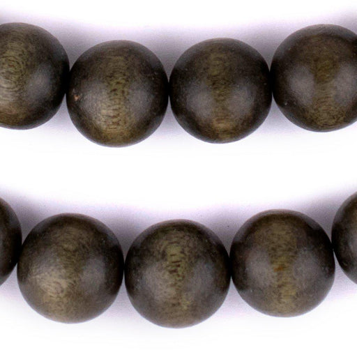 Olive Green Round Natural Wood Beads (18mm) - The Bead Chest