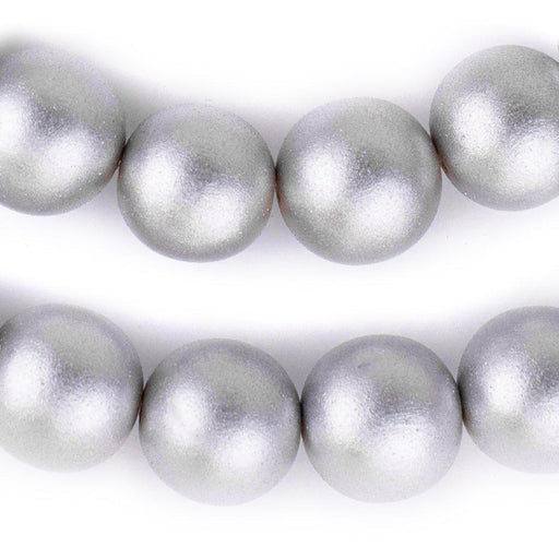 Silver Round Natural Wood Beads (18mm) - The Bead Chest