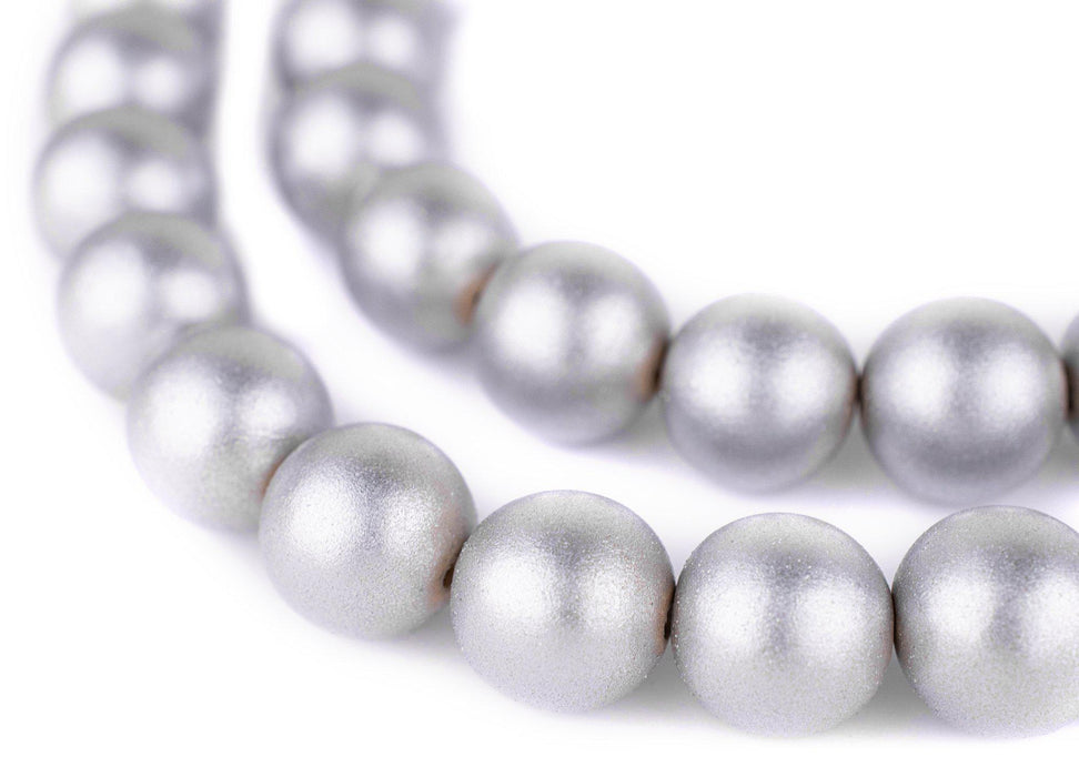 Silver Round Natural Wood Beads (18mm) - The Bead Chest