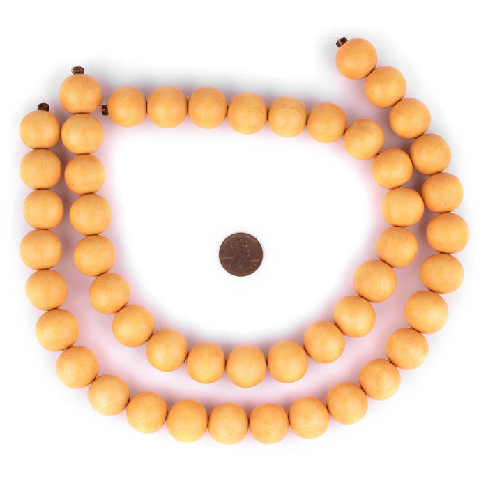 Yellow Round Natural Wood Beads (18mm) - The Bead Chest
