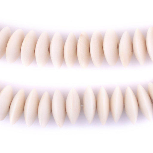 White Saucer Natural Wood Beads (15mm) - The Bead Chest