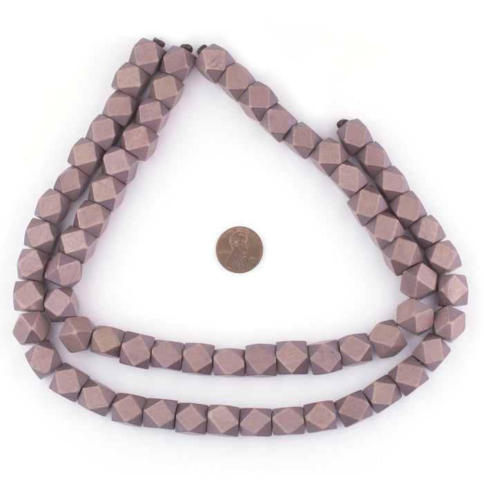 Brown Diamond Cut Natural Wood Beads (12mm) - The Bead Chest