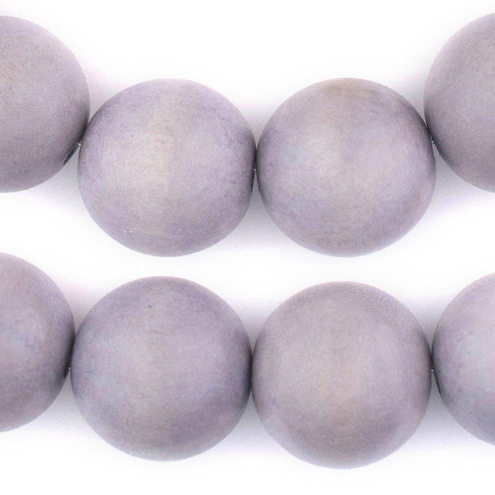 Light Grey Round Natural Wood Beads (24mm) - The Bead Chest