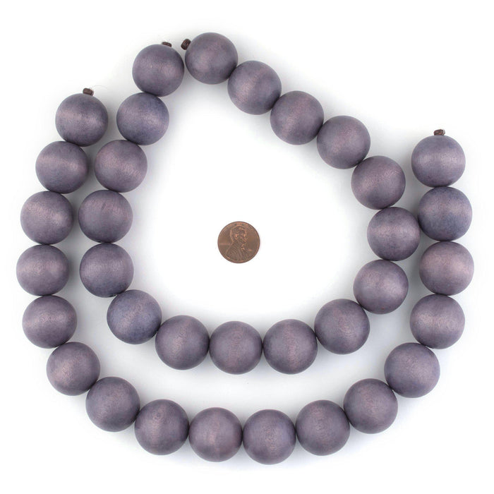 Grey Round Natural Wood Beads (24mm) - The Bead Chest
