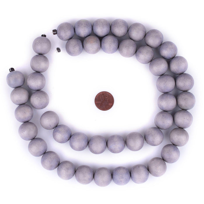 Light Grey Round Natural Wood Beads (18mm) - The Bead Chest