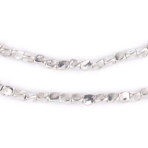 Shiny Silver Twisted Nugget Beads (4mm)