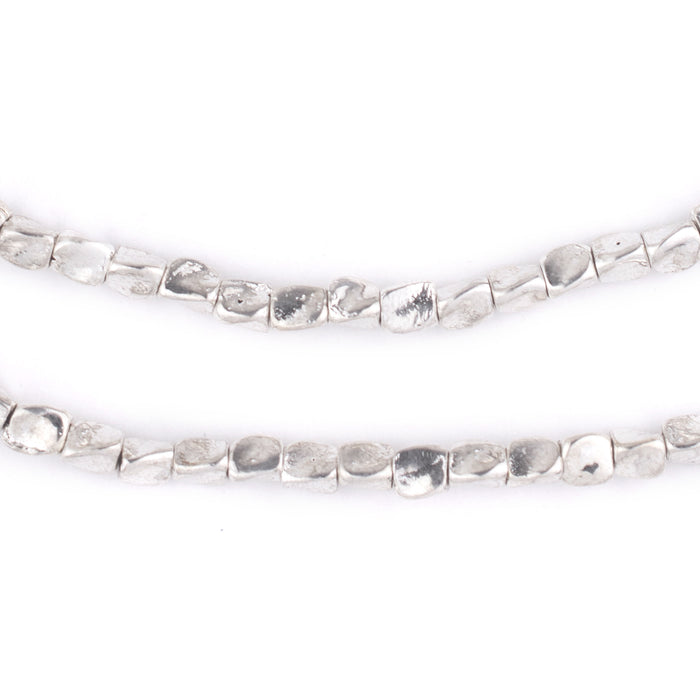 Shiny Silver Twisted Nugget Beads (4mm) - The Bead Chest