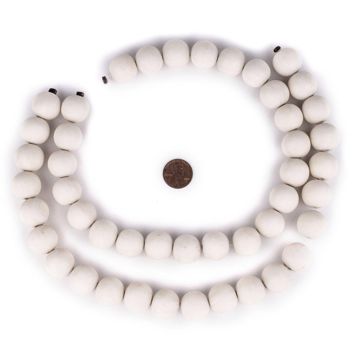 White Round Natural Wood Beads (18mm) - The Bead Chest