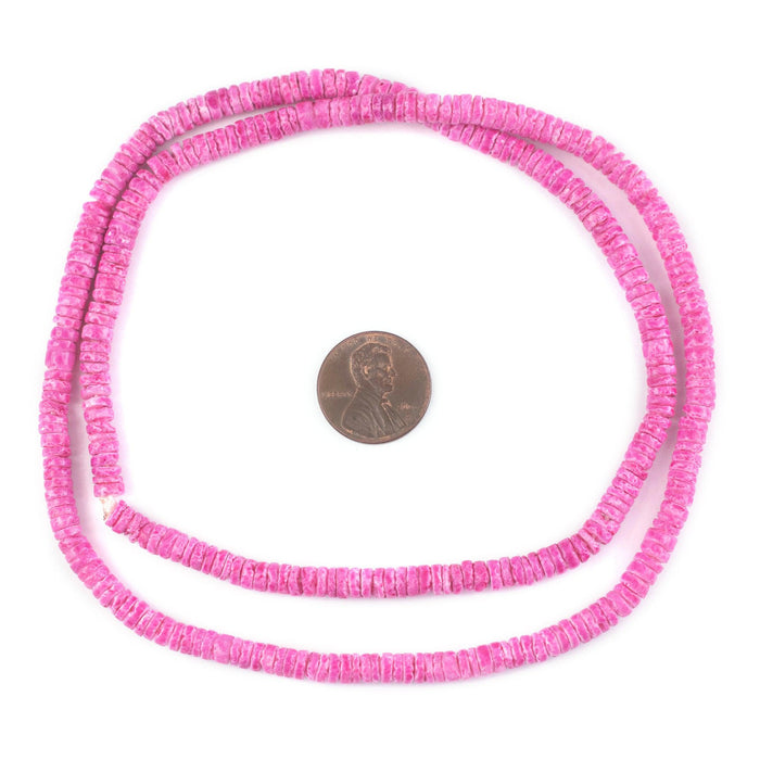 Punch Pink Sliced Shell Heishi Beads (5mm) - The Bead Chest