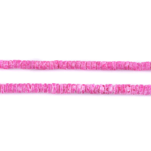Punch Pink Sliced Shell Heishi Beads (3mm)