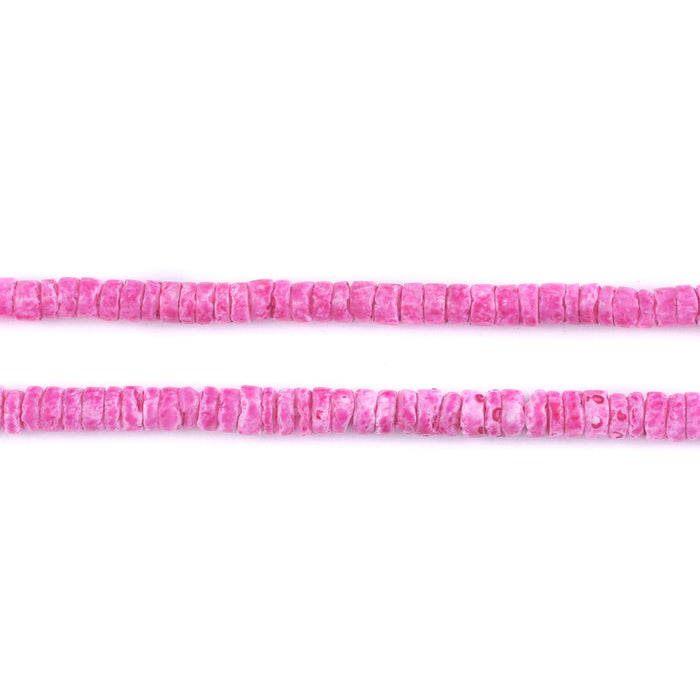 Punch Pink Sliced Shell Heishi Beads (3mm) - The Bead Chest