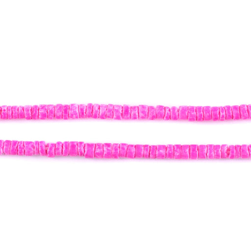 Fuchsia Pink Sliced Shell Heishi Beads (3mm)