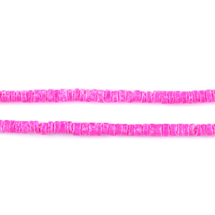 Fuchsia Pink Sliced Shell Heishi Beads (3mm) - The Bead Chest