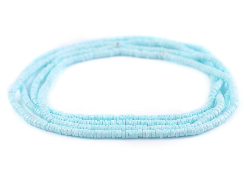 Baby Blue Sliced Shell Heishi Beads (3mm) - The Bead Chest