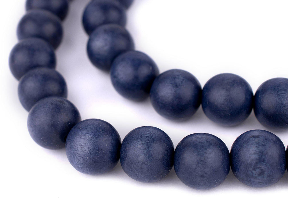 Cobalt Blue Round Natural Wood Beads (18mm) - The Bead Chest