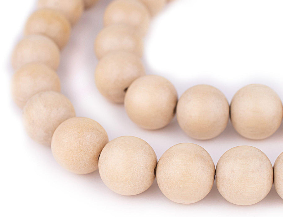 Cream Round Natural Wood Beads (18mm) - The Bead Chest