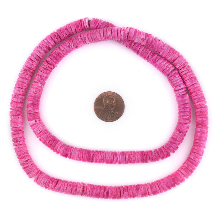 Punch Pink Sliced Shell Heishi Beads (8mm) - The Bead Chest