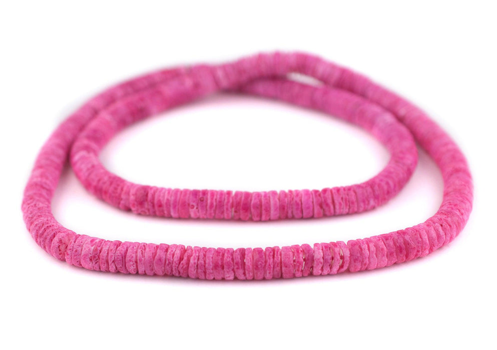 Punch Pink Sliced Shell Heishi Beads (8mm) - The Bead Chest