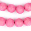 Neon Pink Round Natural Wood Beads (18mm)