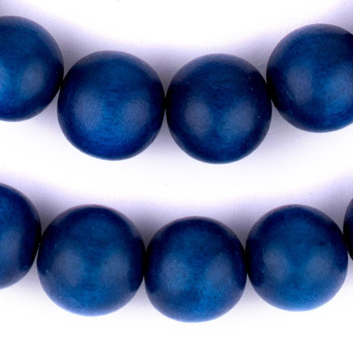 Azul Blue Round Natural Wood Beads (18mm) - The Bead Chest