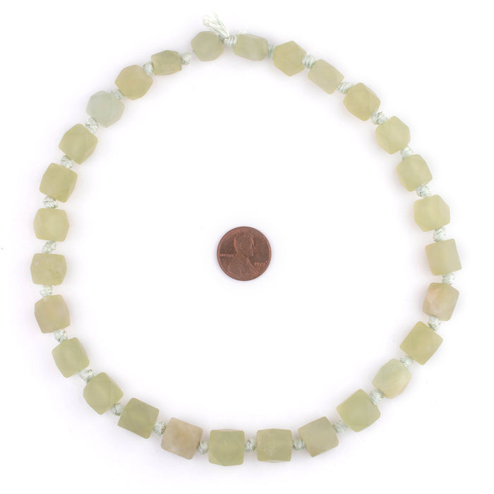 Light Green Cornerless Cube Serpentine Beads (9-12mm) - The Bead Chest