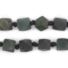 Dark Green Cornerless Cube Serpentine Beads (9-12mm)