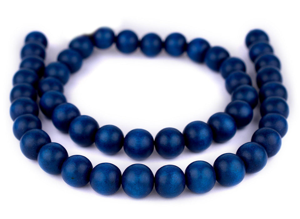 Azul Blue Round Natural Wood Beads (18mm) - The Bead Chest
