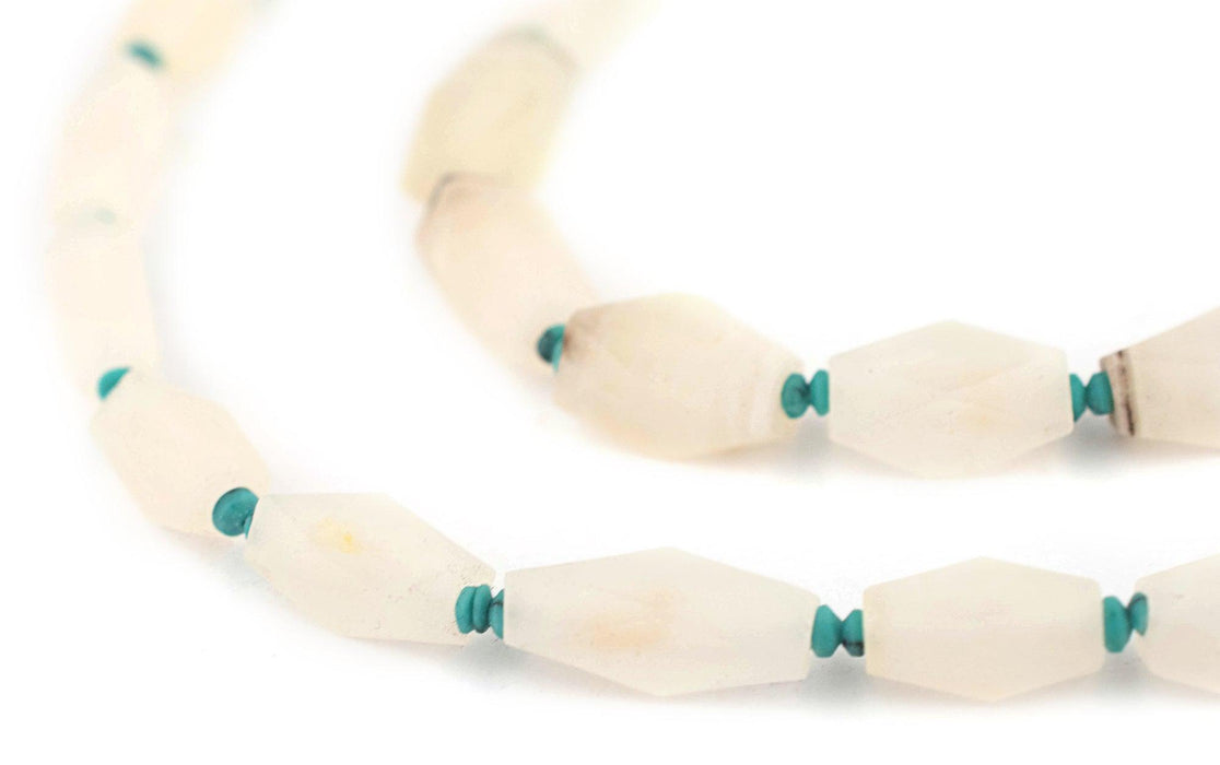 White Faceted Rectangle Serpentine Beads (10x5mm) - The Bead Chest