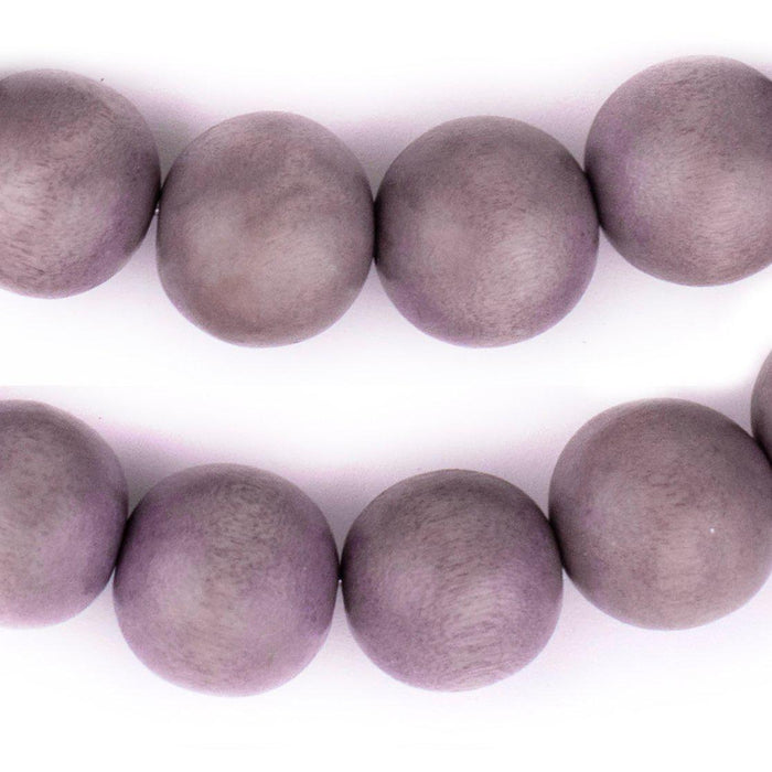 Grey Round Natural Wood Beads (18mm) - The Bead Chest