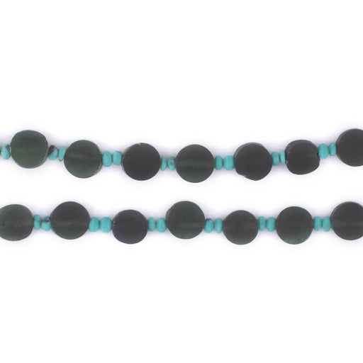Dark Green Flat Circular Afghan Jade Beads (8mm) - The Bead Chest