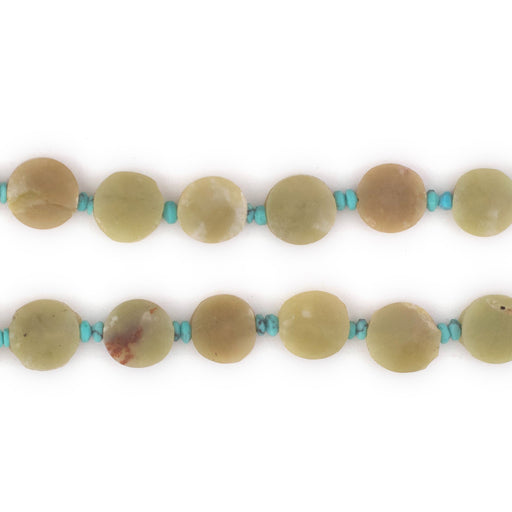 Greenish Yellow Flat Circular Afghan Jade Beads (8mm) - The Bead Chest