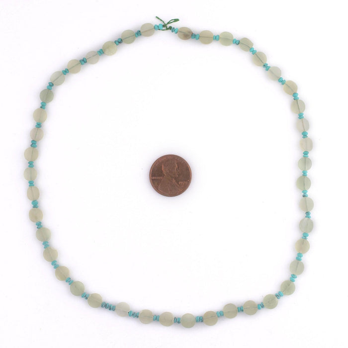 Light Green Flat Circular Afghani Jade Beads (6mm) - The Bead Chest
