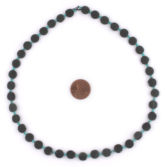 Extra Dark Green Flat Circular Afghani Jade Beads (8mm) - The Bead Chest