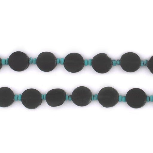 Extra Dark Green Flat Circular Afghan Jade Beads (8mm) - The Bead Chest